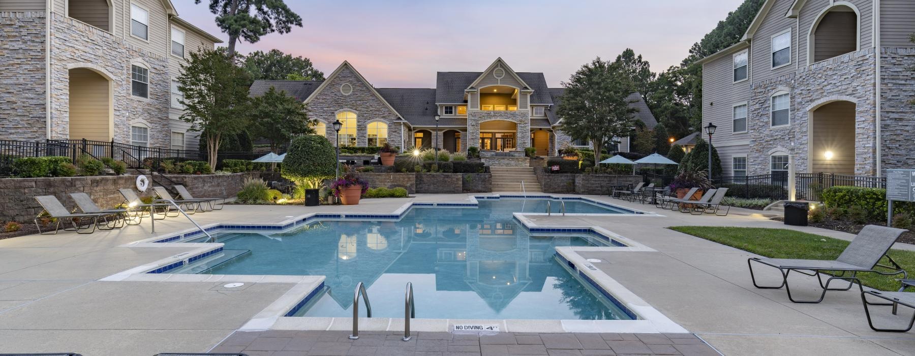 a swimming pool in a backyard