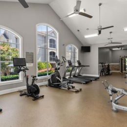 a gym with exercise equipment
